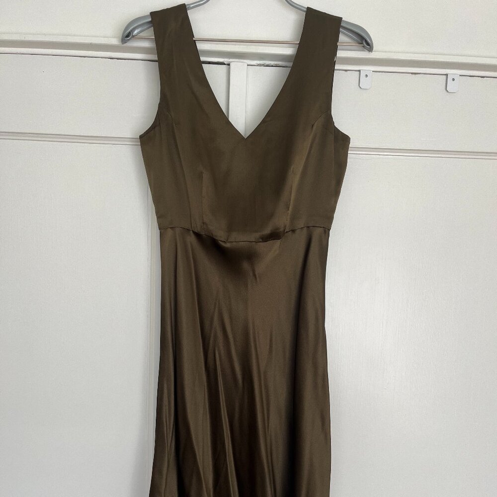 Diana Slavin 100% Silk Olive Dress